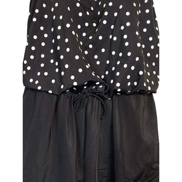 Swim Solutions Women's Polka Dot One Piece Swim Romper Size 16W Black White NWT - Picture 7 of 12